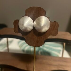 Half-Sphere Brushed Matte Metal Bun Stud Earrings in Silver